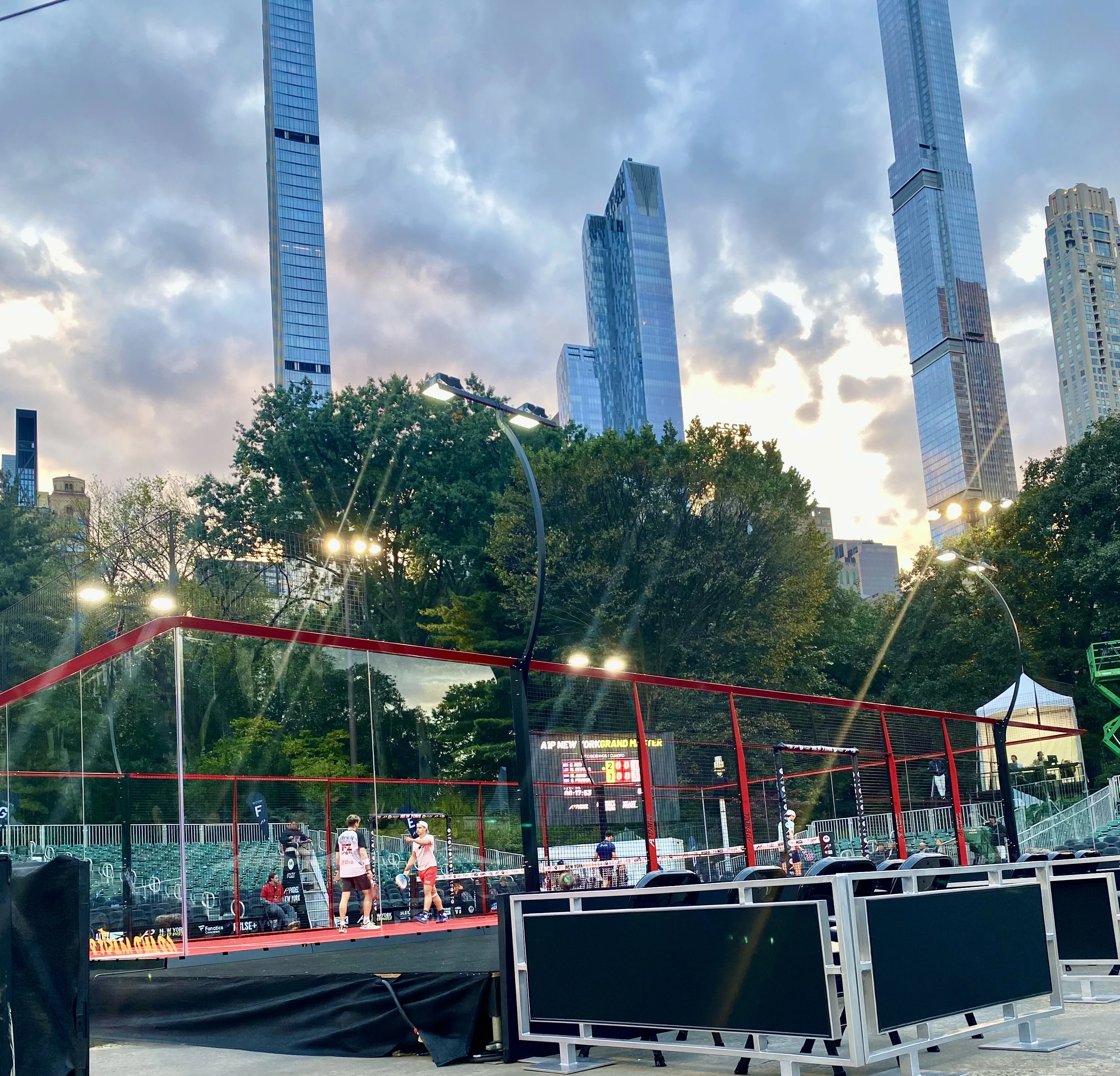 A1 Padel court beneath the New York City skyline