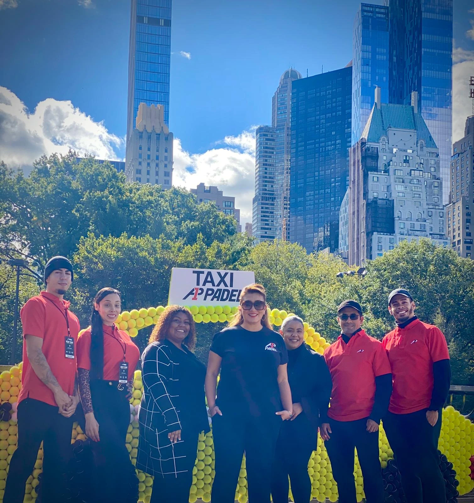 A1 Padel event team at the branded taxi photo experience