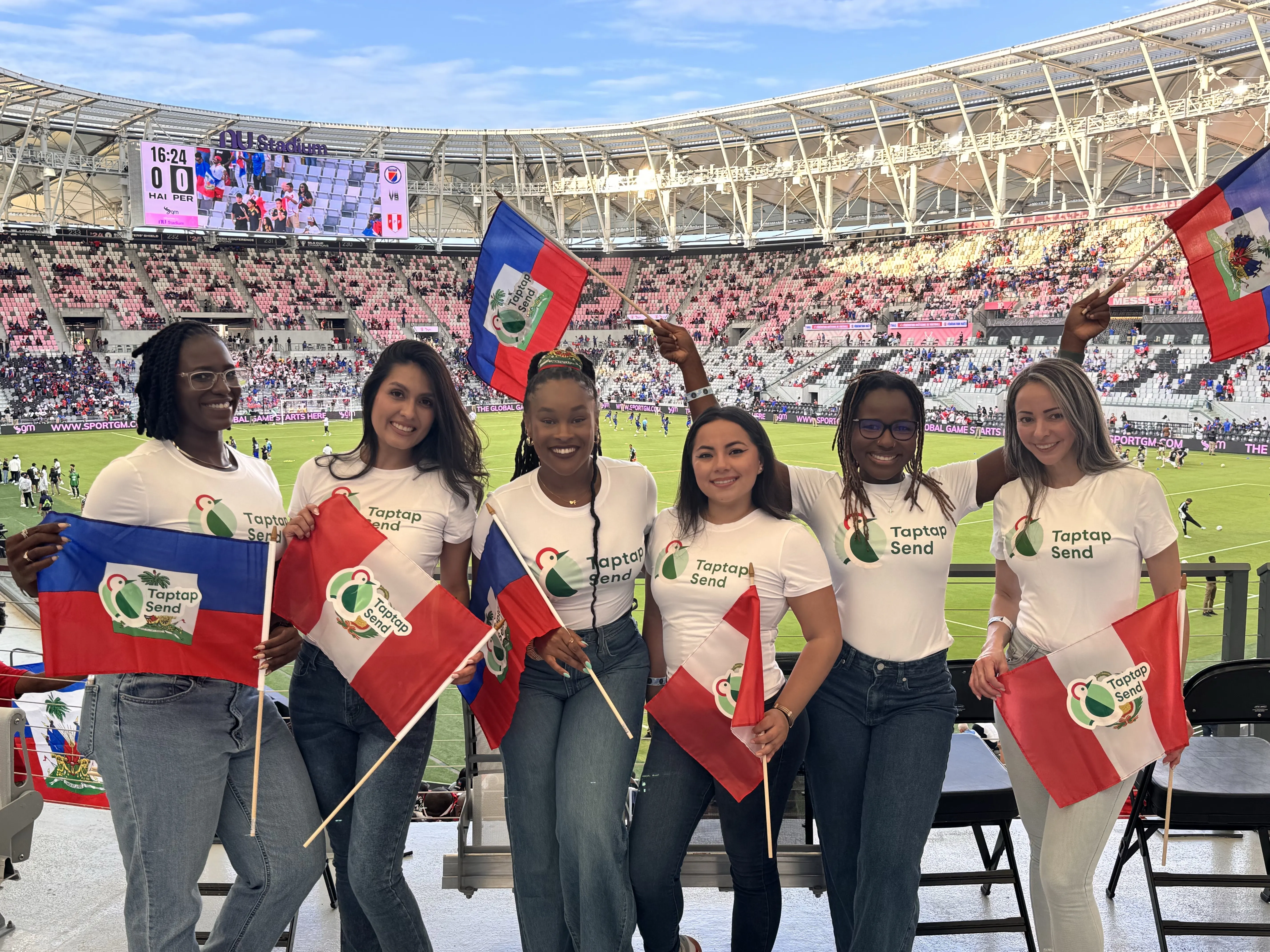 TapTap Send team at the Peru vs Haiti soccer match at NU Stadium in Miami