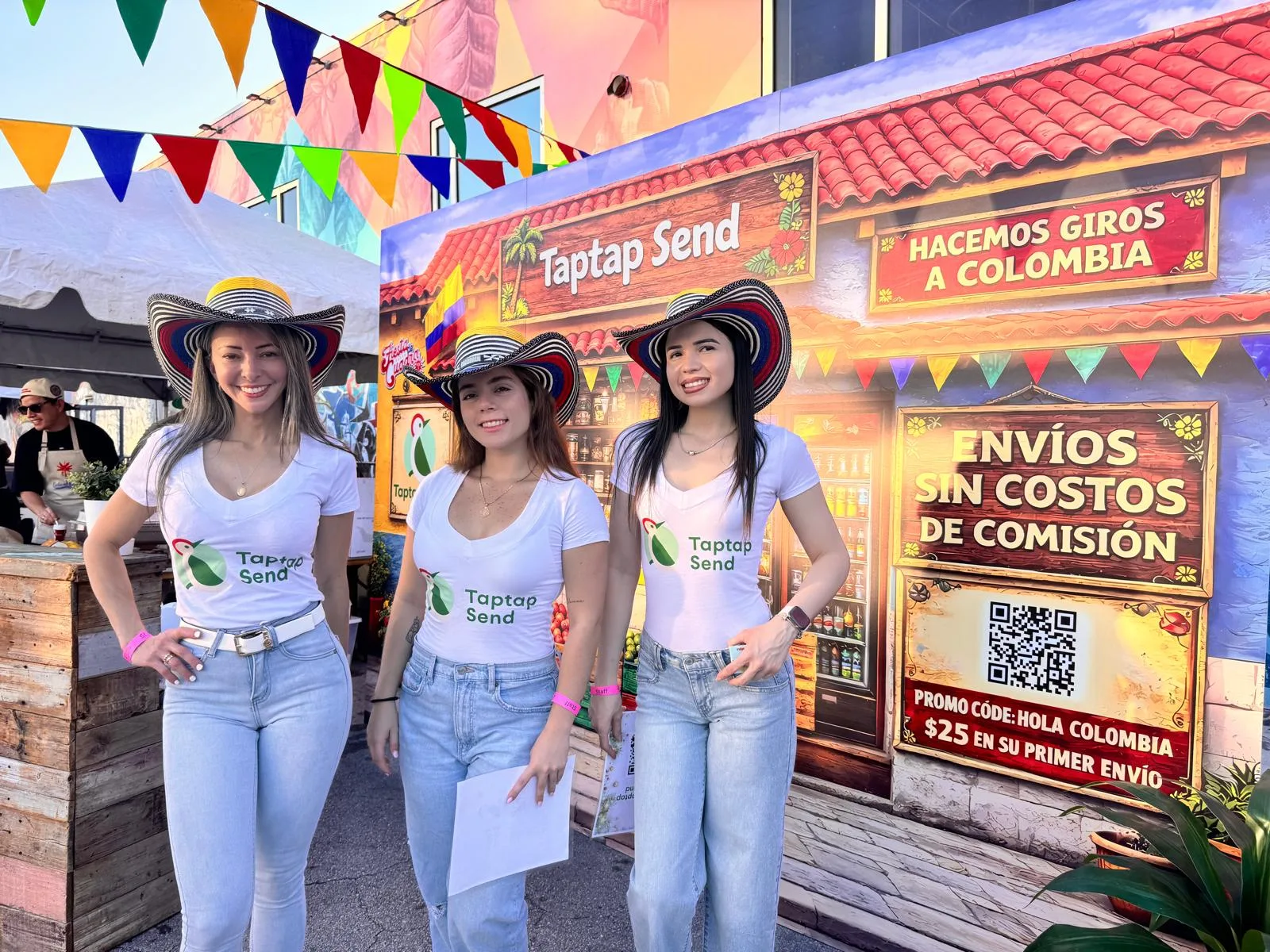 TapTap Send ambassadors at a Colombian cultural activation in Wynwood, Miami